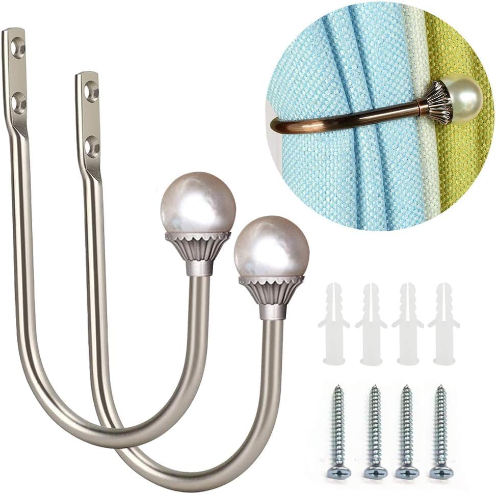 COCIVIVRE 2 Pack Curtain Holdbacks Wall Mounted Curtain Tiebacks Hooks