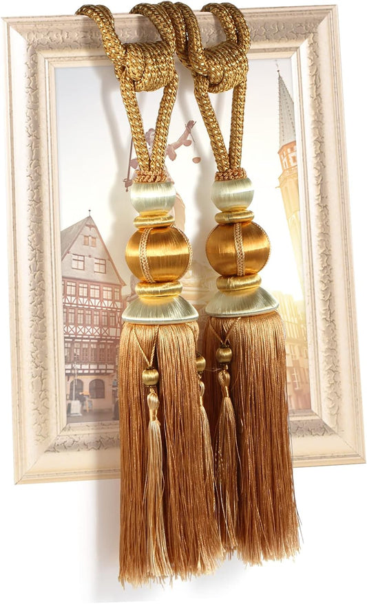 Paired Lantern Single Hanging Ball Tassels Curtains Buckle Sling Binding Lantern Tiebacks Handcrafted Braided Buckle Drapery Curtain Holdbacks Window Treatments for Home 2 Pack