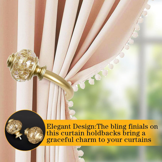 USFOOK Gold Curtain Holdbacks, Decorative Drapery Tiebacks, 2 Pack/1 Pair