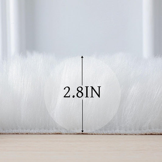 linmopm Faux Fur Sheepskin Fluffy Shag Fuzzy Rug, White, 2x6 ft Runner