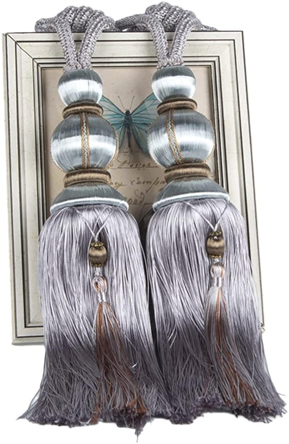 Paired Lantern Single Hanging Ball Tassels Curtains Buckle Sling Binding Lantern Tiebacks Handcrafted Braided Buckle Drapery Curtain Holdbacks Window Treatments for Home 2 Pack