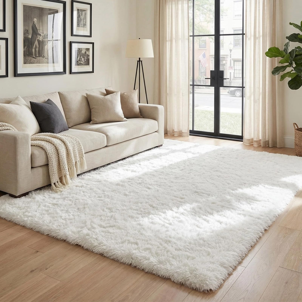 8x10 ft Area Rugs for Living Room Bedroom, Beige Tie-dye Non-Slip Soft Fluffy Shag Carpet, Large Bedside Indoor Floor Area Rug for Kids Girls and Boys, Dorms, Nursery Rooms, Home Decor Aesthetic