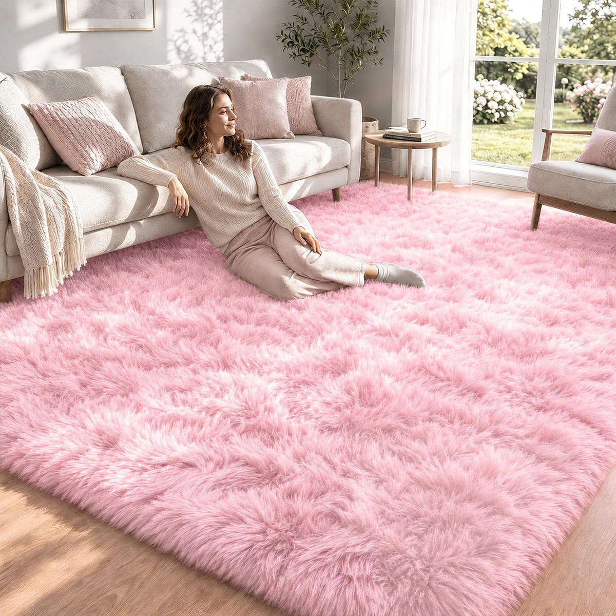 8x10 Area Rugs for Living Room: Soft Camel Fluffy Rug Shag Washable Rug Plush Fuzzy Indoor Carpet for Bedroom Nursery Playroom Girls Boys Kids Room (Camel, 8'x10')
