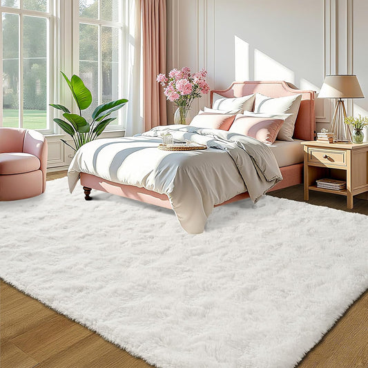 LOCHAS Area Rugs Fluffy Living Room Carpets for Kids Bedroom 6x9, Cream