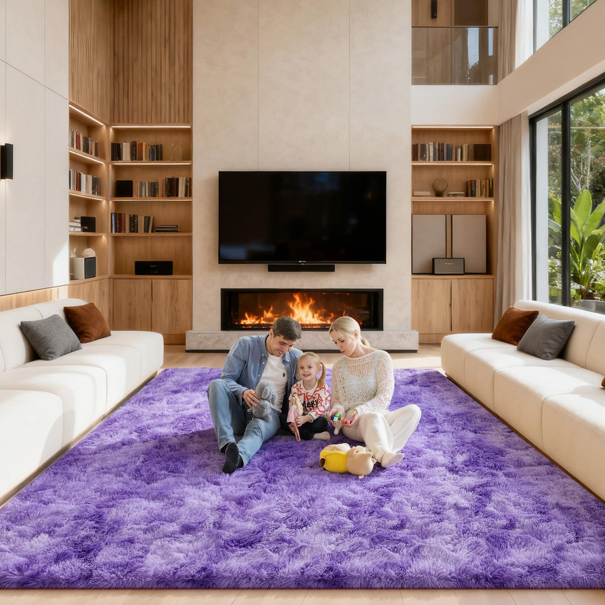 5x7 Large Fluffy Area Rugs for Living Room Bedroom, Light Tan