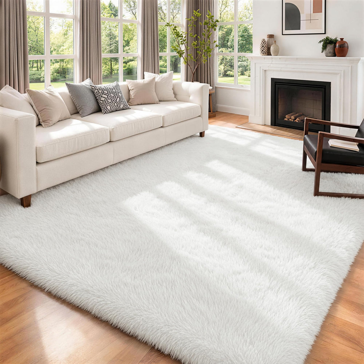 8x10 Area Rugs for Living Room Bedroom,Ultra Soft Fluffy Shag Rug Grey
