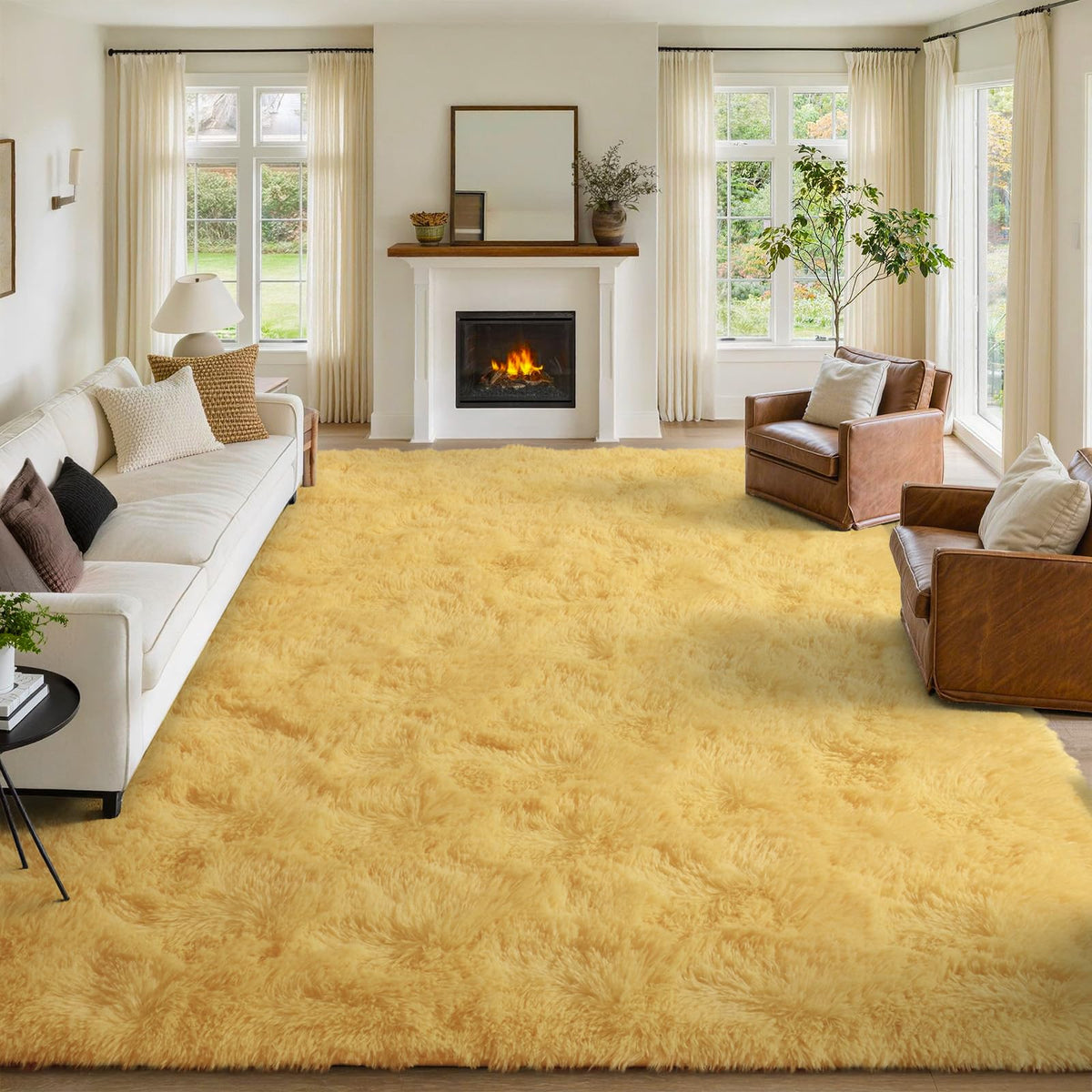 8x10 Area Rugs for Living Room Fluffy Carpet(Black)