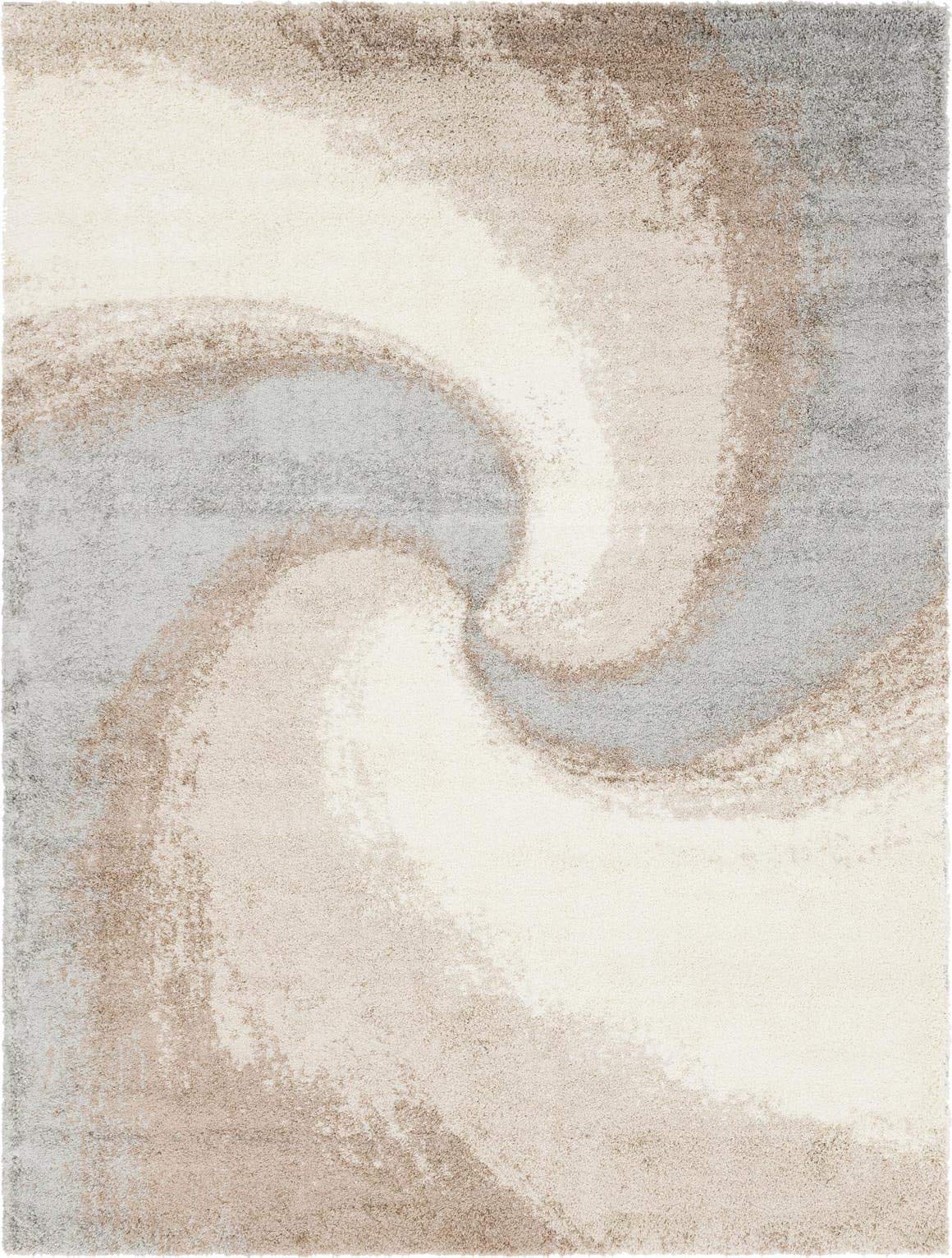 Rugs.com - Soft Touch Shag Rug – 4' 1 x 6' 1 Khaki Shag Rug – Plush Abstract Design for Bedrooms, Living Rooms, and Home Offices