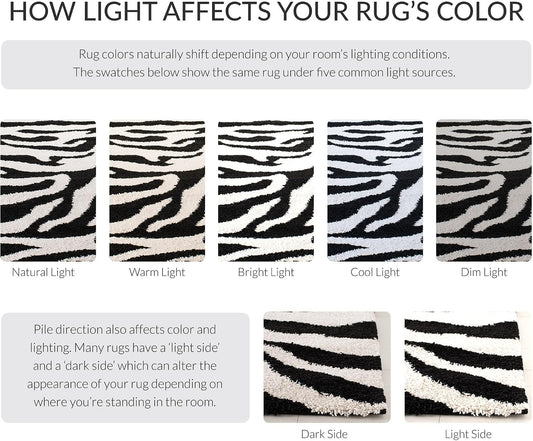 SAFAVIEH Florida Shag Collection Area Rug - 8'6" x 12', Ivory & Black, Zebra Print Design, Non-Shedding & Easy Care, 1.2-inch Thick Ideal for High Traffic Areas in Living Room, Bedroom (SG452-1290)
