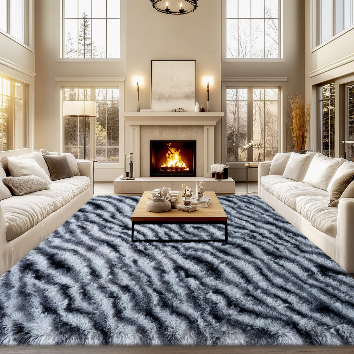 qulint Large Area Rug for Living Room 10x14, Fluffy Tan Rug for Bedroom