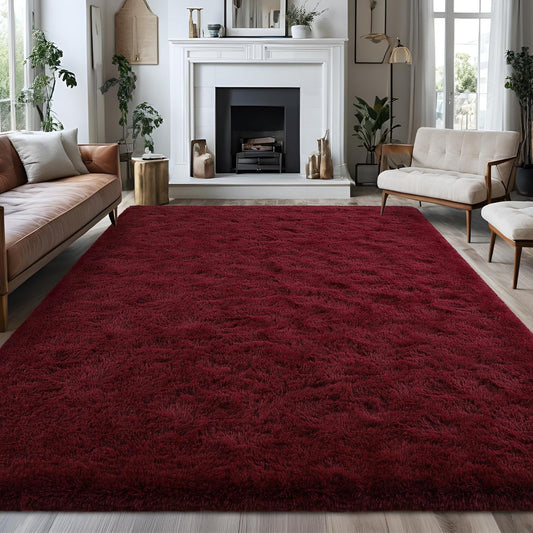 5x7 Plush Burgundy Red Area Rug