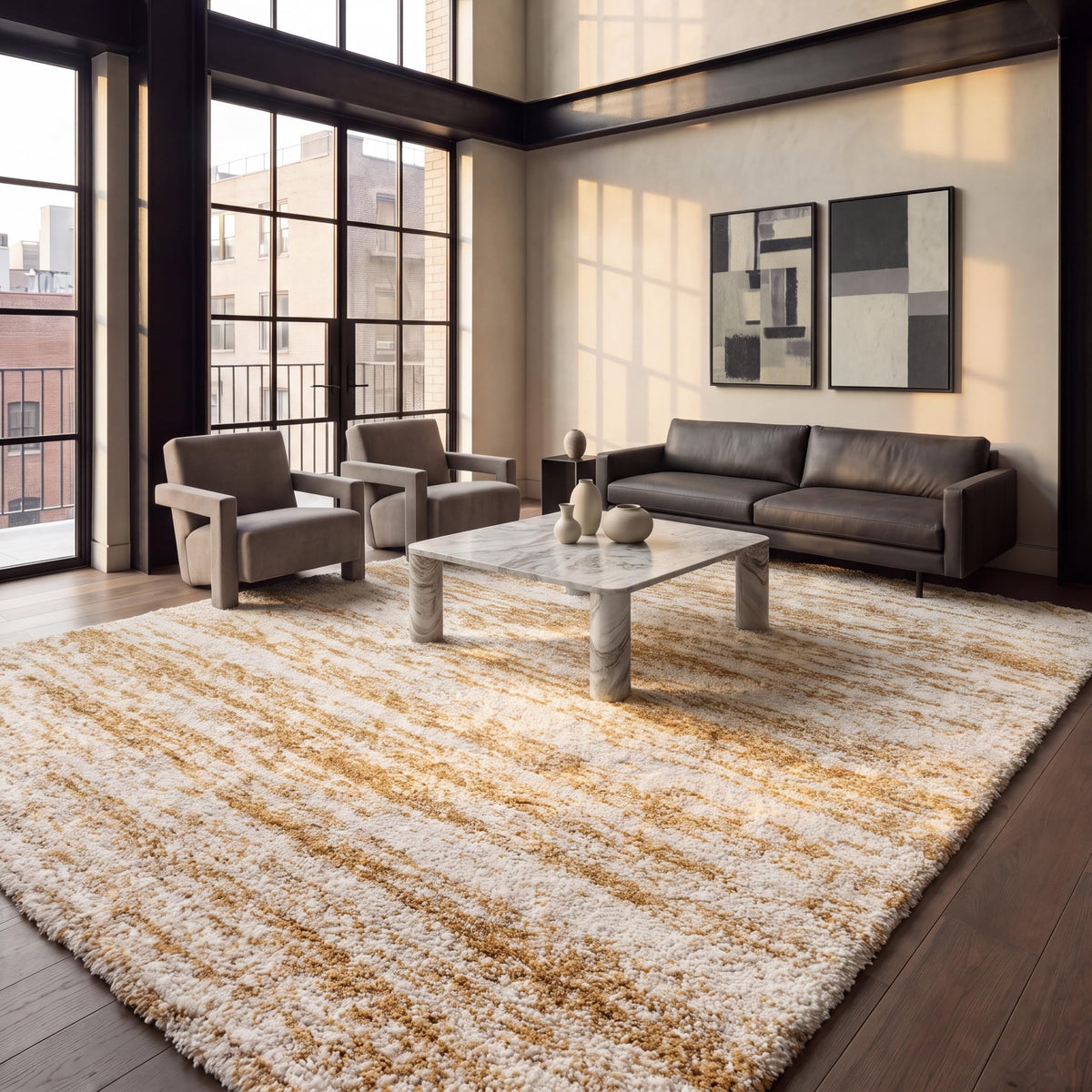 SAFAVIEH Hudson Shag Rug 8x10, Large Ivory & Beige SGH206B