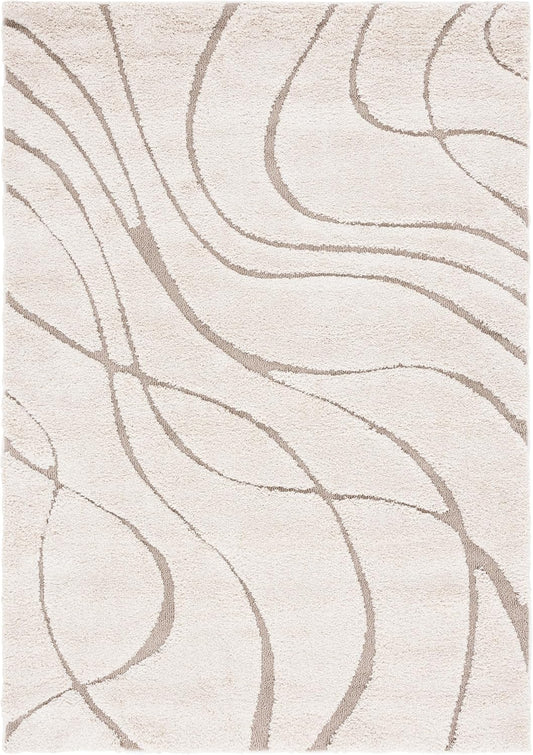 SAFAVIEH Florida Shag Rug 6'x9', Soft Plush Modern Cream & Beige SG471-1113