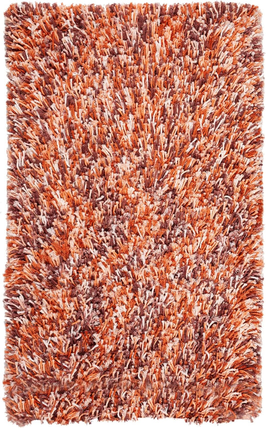 SAFAVIEH Rio Shag Collection 3' x 5' Rust / Ivory SG960P Handmade 1-inch Thick Area Rug