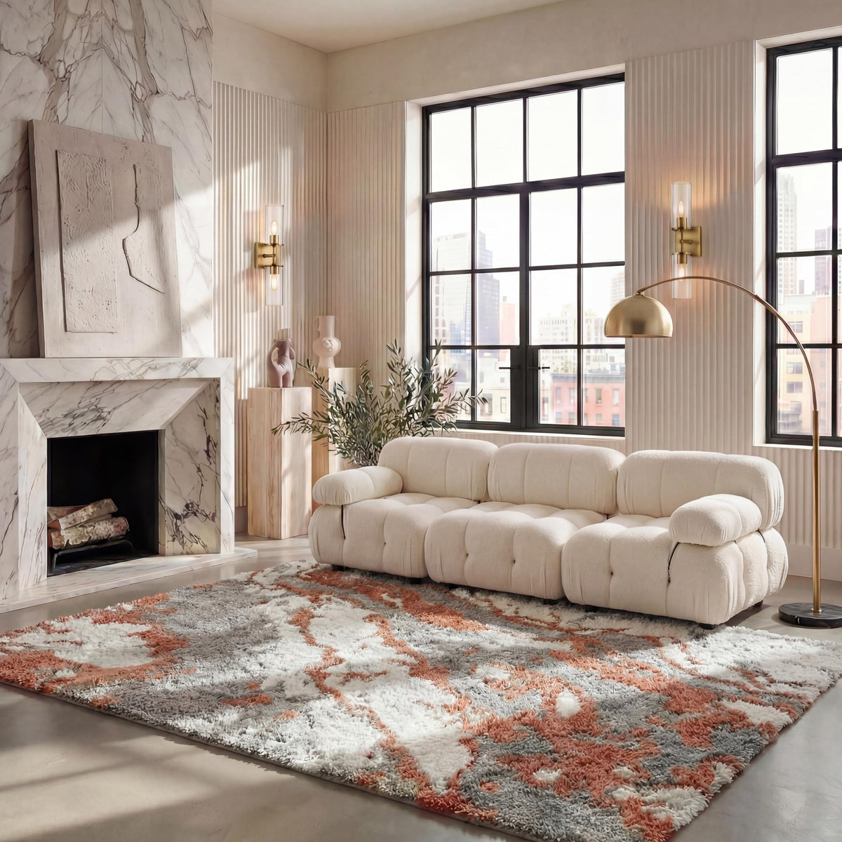 SAFAVIEH Horizon Shag Rug 4'x6', Soft Plush Modern Grey & Blue HZN890G