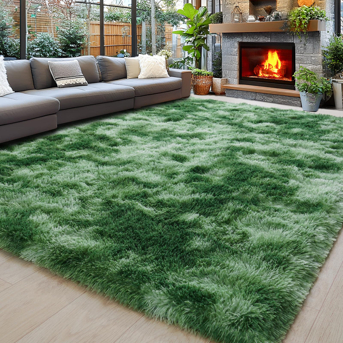 8x10 Area Rugs for Living Room, Cream White Soft Fuzzy Large Shaggy Rug