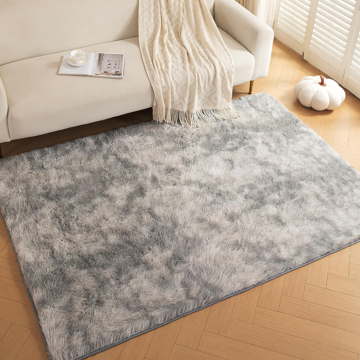ThreadGlobe Premium Shag Area Rug 8'x10', Beige Ultra Plush Rugs for Living Room, Non-Slip Carpet for Bedroom & Nursery Rooms, Smooth Touch Luxurious Floor Decor, Beige, 8x10 Ft