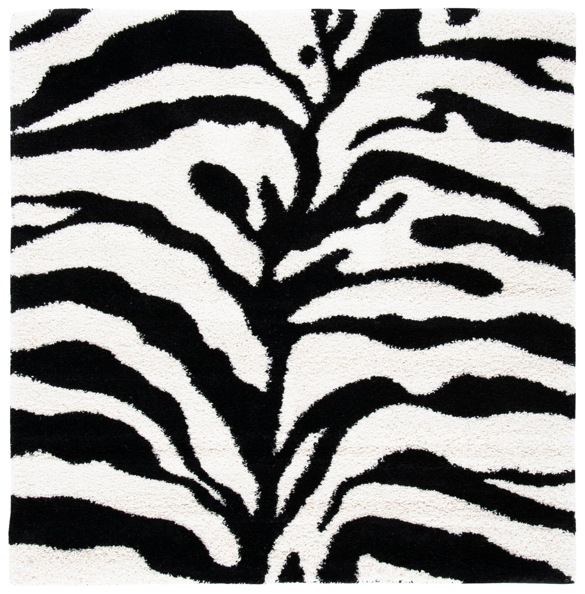 SAFAVIEH Florida Shag Collection Area Rug - 8'6" x 12', Ivory & Black, Zebra Print Design, Non-Shedding & Easy Care, 1.2-inch Thick Ideal for High Traffic Areas in Living Room, Bedroom (SG452-1290)