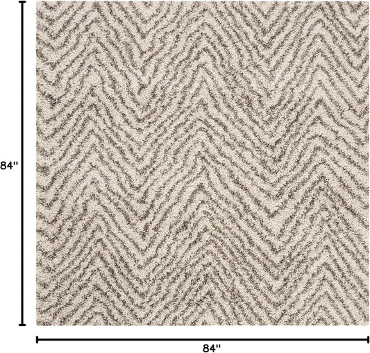 SAFAVIEH Hudson Shag Square Rug 7', Plush Chevron Ivory & Grey SGH375A