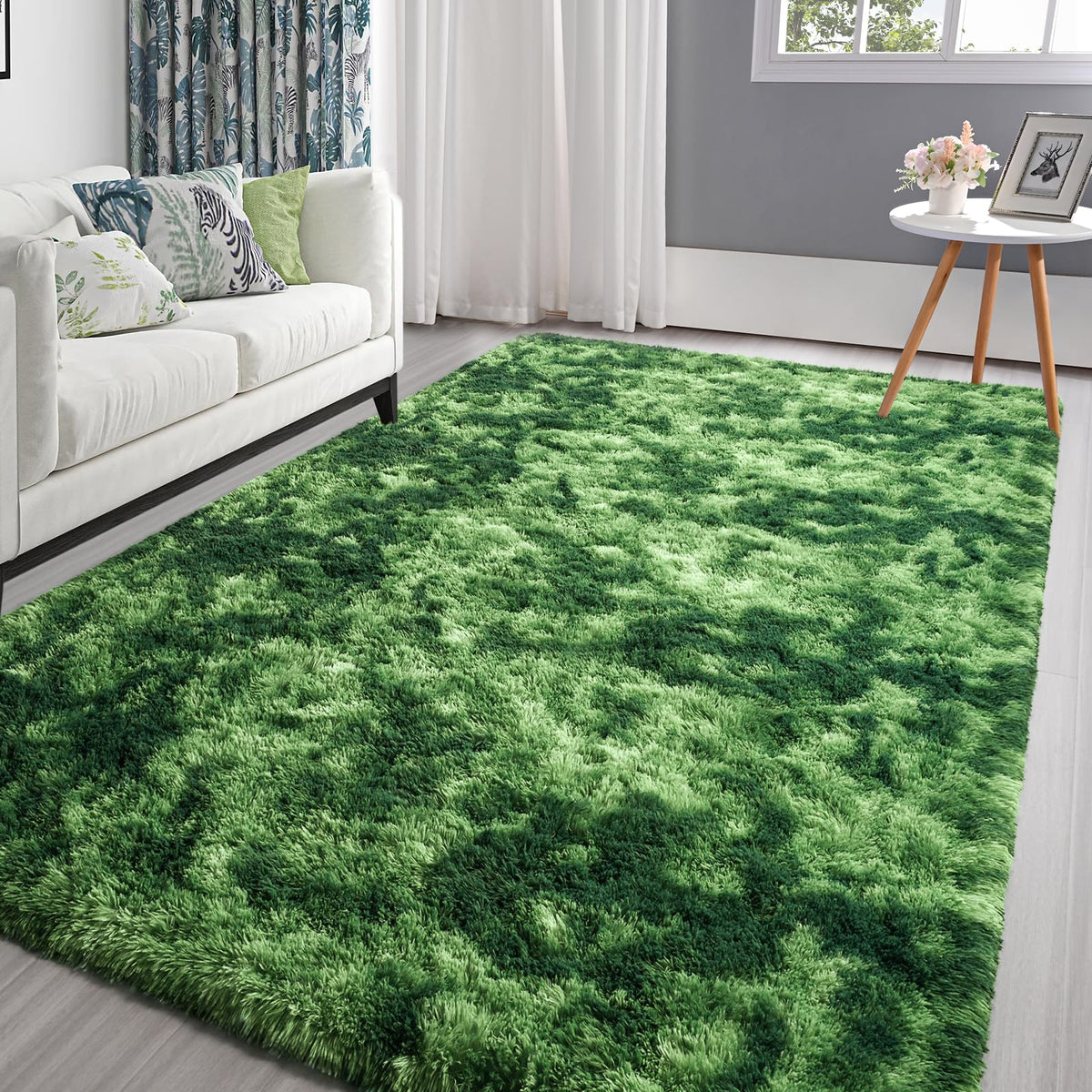 Pettop Fluffy Sage Green Rug for Bedroom Living Room, 6x9 Feet Super Soft Shaggy Plush Fuzzy Rugs for Girls Kids Boys, Non-Slip and Washable Rug for Nursery Classroom, Carpet for Rooms Decor