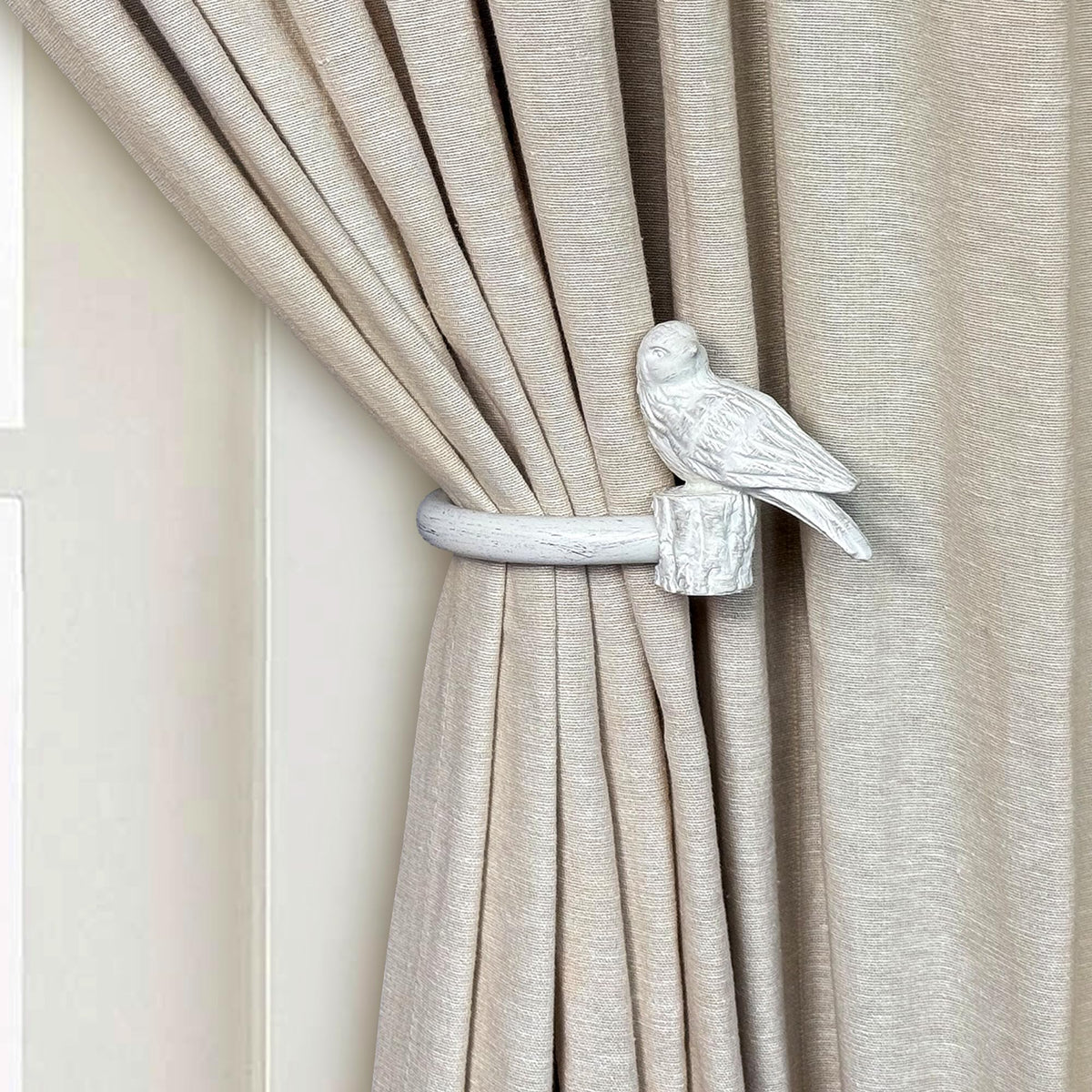 Curtain Drapery Holdbacks with Resin Bird, Wall Mount Drapery Hooks Holders, Set of 2, Gold