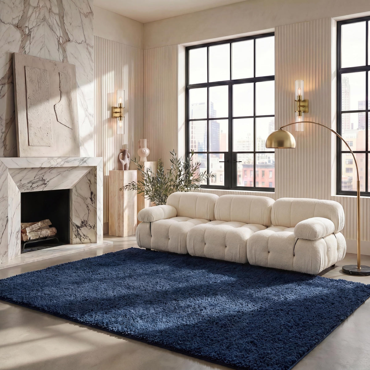 SAFAVIEH Lindsay Shag Collection Area Rug - 4' x 6', Green, Contemporary Design, Ideal for High Traffic Areas in Living Room, Bedroom & Dining Room (LNS560Y-4)