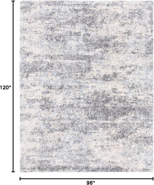 SAFAVIEH Berber Shag Rug 8x10, Large Grey Blue & Cream BER219G