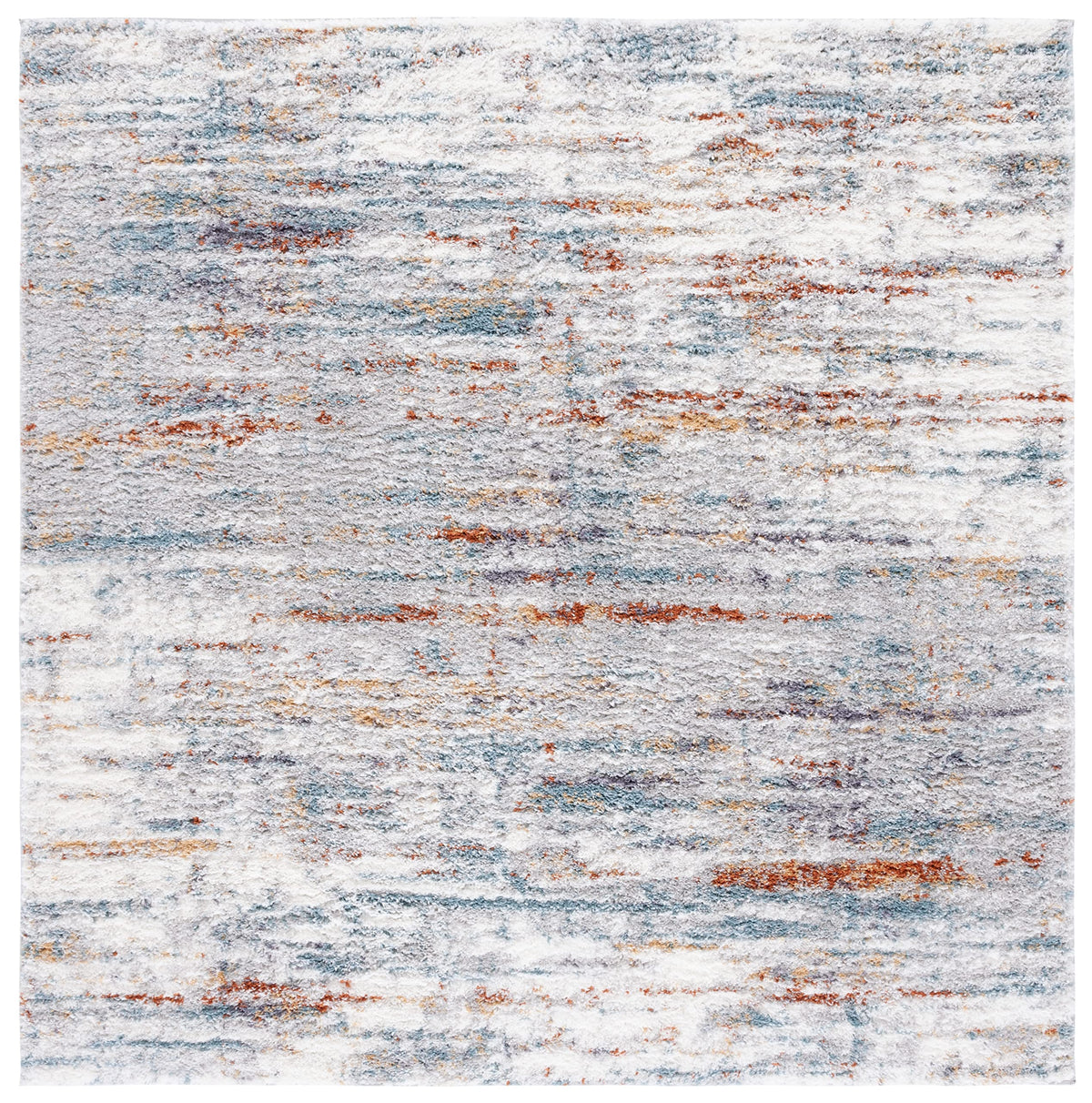 SAFAVIEH Area Rug 8x10 - Berber Shag Collection - Large - Blue Rust & Ivory, Modern Design, Non-Shedding & Easy Cleaning, Plush Thick Pile, Ideal for Living Room, Bedroom, Dining Space (BER577A)