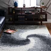 Rugs.com - Soft Touch Shag Rug – 4' 1 x 6' 1 Khaki Shag Rug – Plush Abstract Design for Bedrooms, Living Rooms, and Home Offices