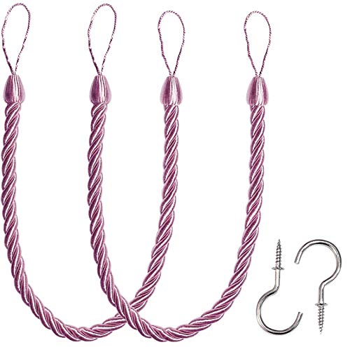BEL AVENIR Curtain Tiebacks Ropes Tie-Backs,Handmade Holdbacks(Gold,2P)