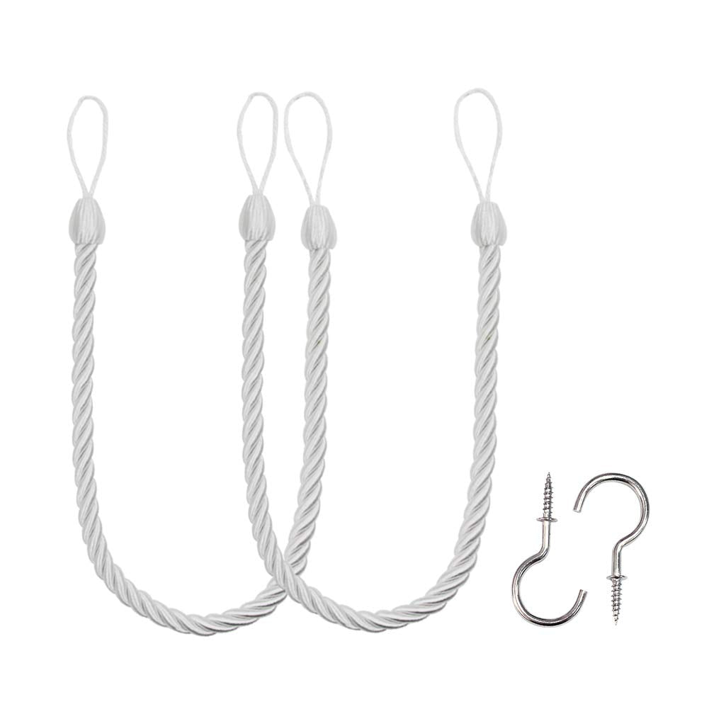 BEL AVENIR Curtain Tiebacks Ropes Tie-Backs,Handmade Holdbacks(Gold,2P)