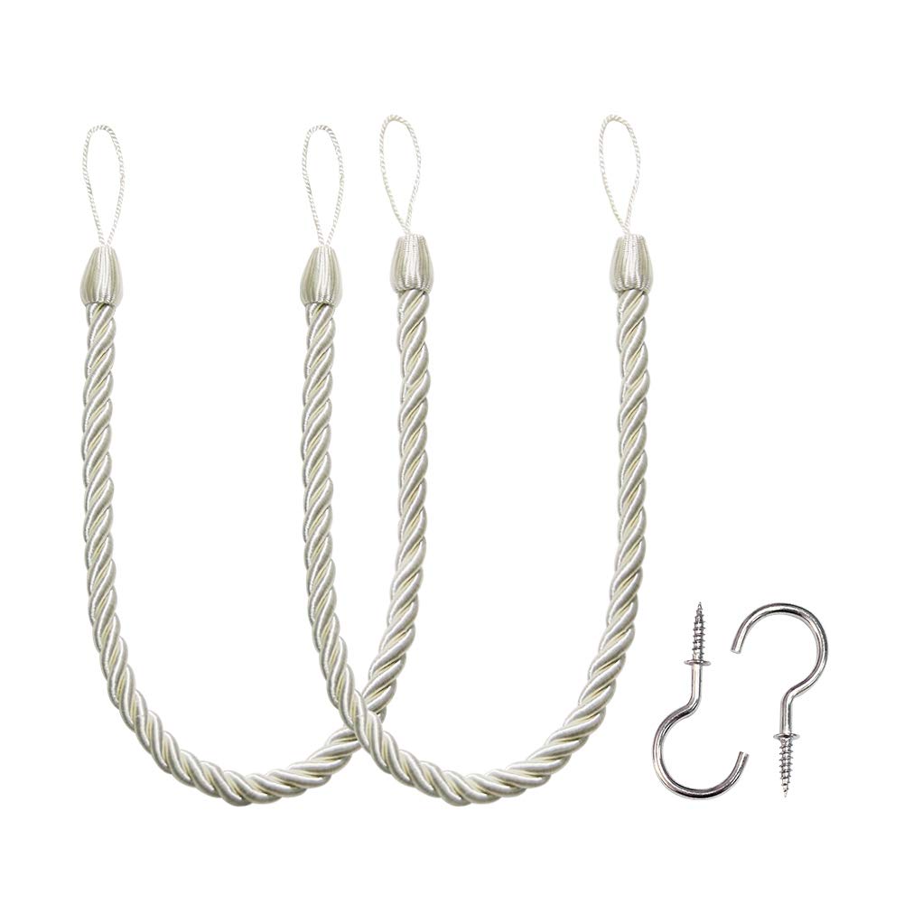 BEL AVENIR Curtain Tiebacks Ropes Tie-Backs,Handmade Holdbacks(Gold,2P)