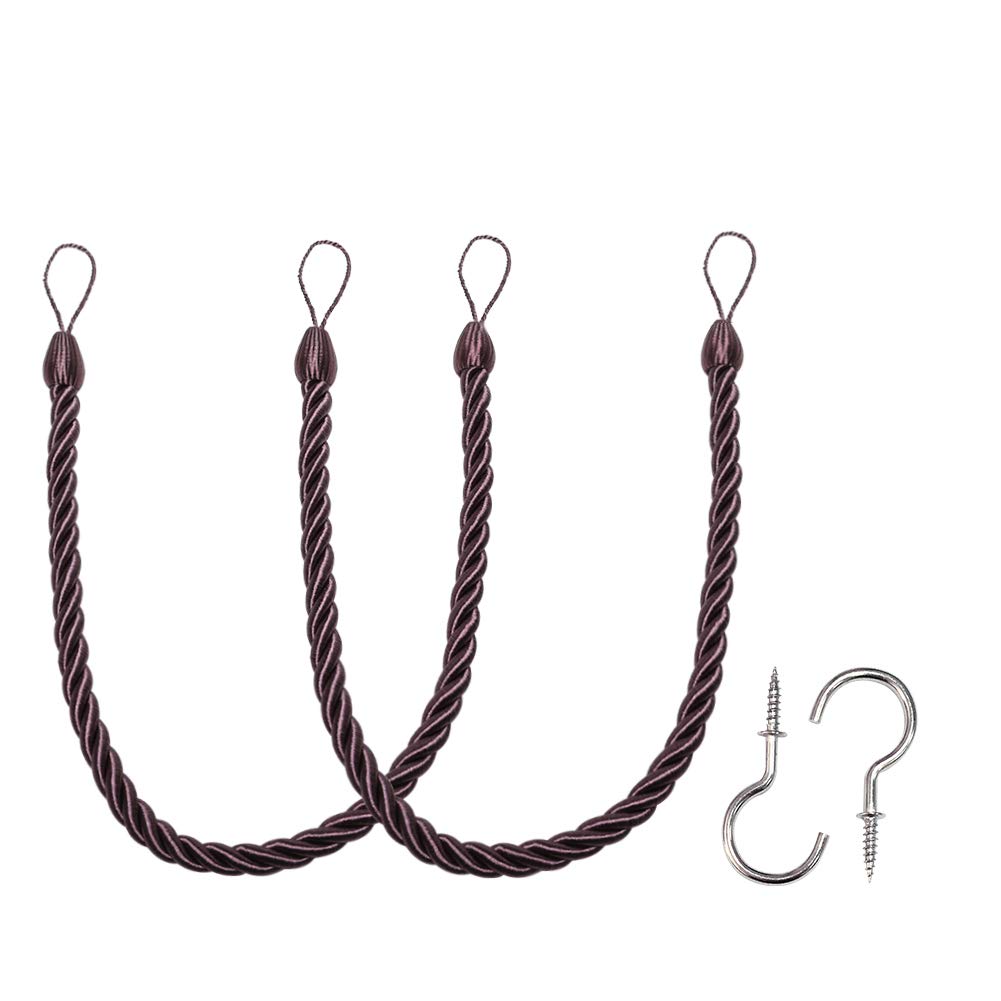 BEL AVENIR Curtain Tiebacks Ropes Tie-Backs,Handmade Holdbacks(Gold,2P)