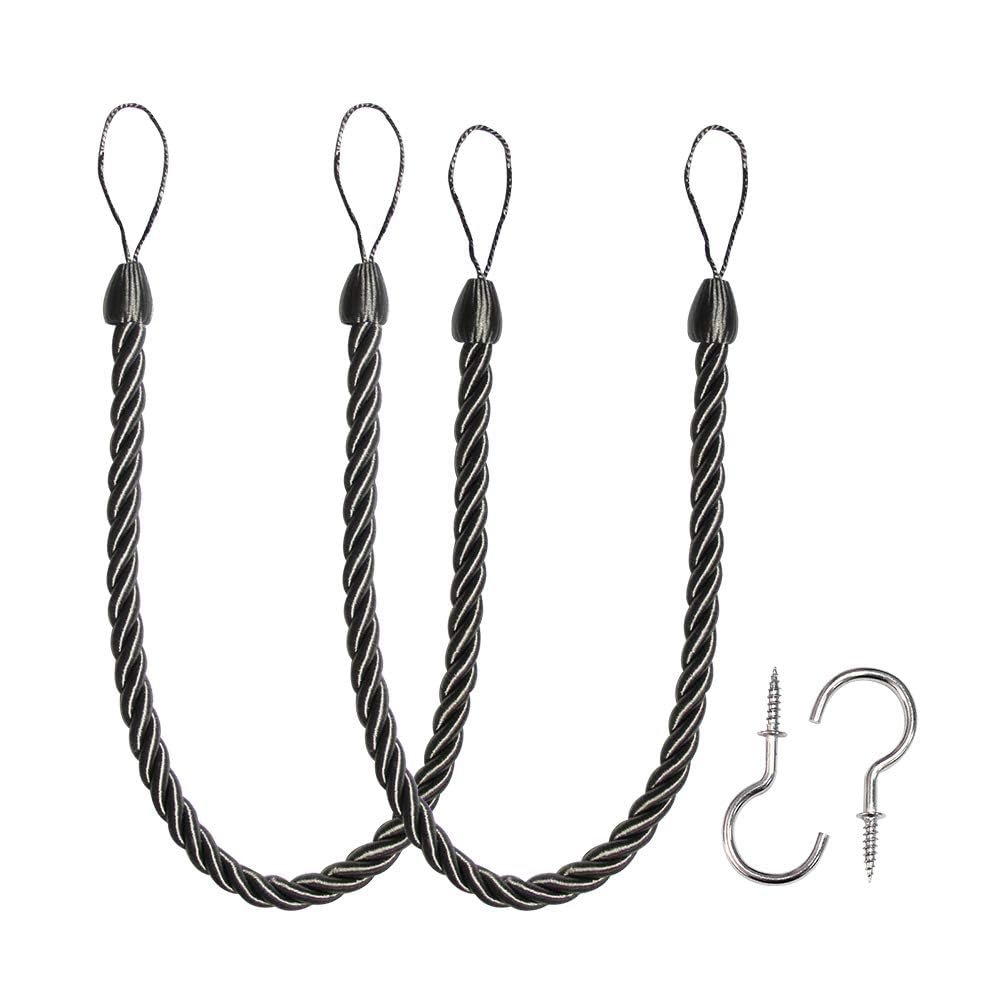 BEL AVENIR Curtain Tiebacks Ropes Tie-Backs,Handmade Holdbacks(Gold,2P)