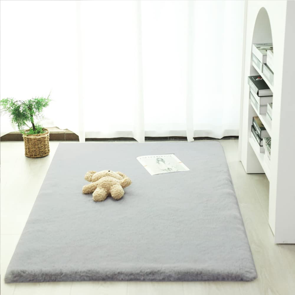 Ghouse White 8x10 Area Rug Fluffy Faux Rabbit Fur Rug White Plush Shag Rug for Living Room Bedroom, Playing Room, Nursery Room