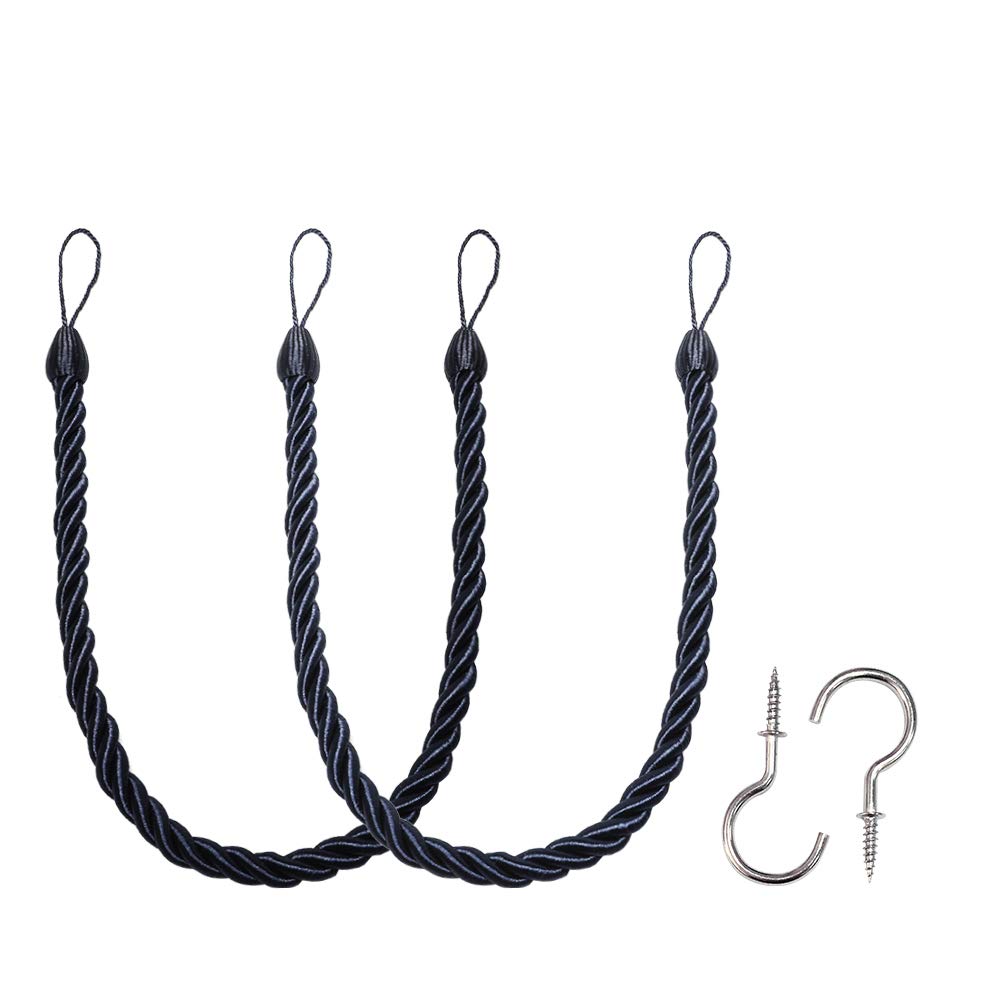 BEL AVENIR Curtain Tiebacks Ropes Tie-Backs,Handmade Holdbacks(Gold,2P)