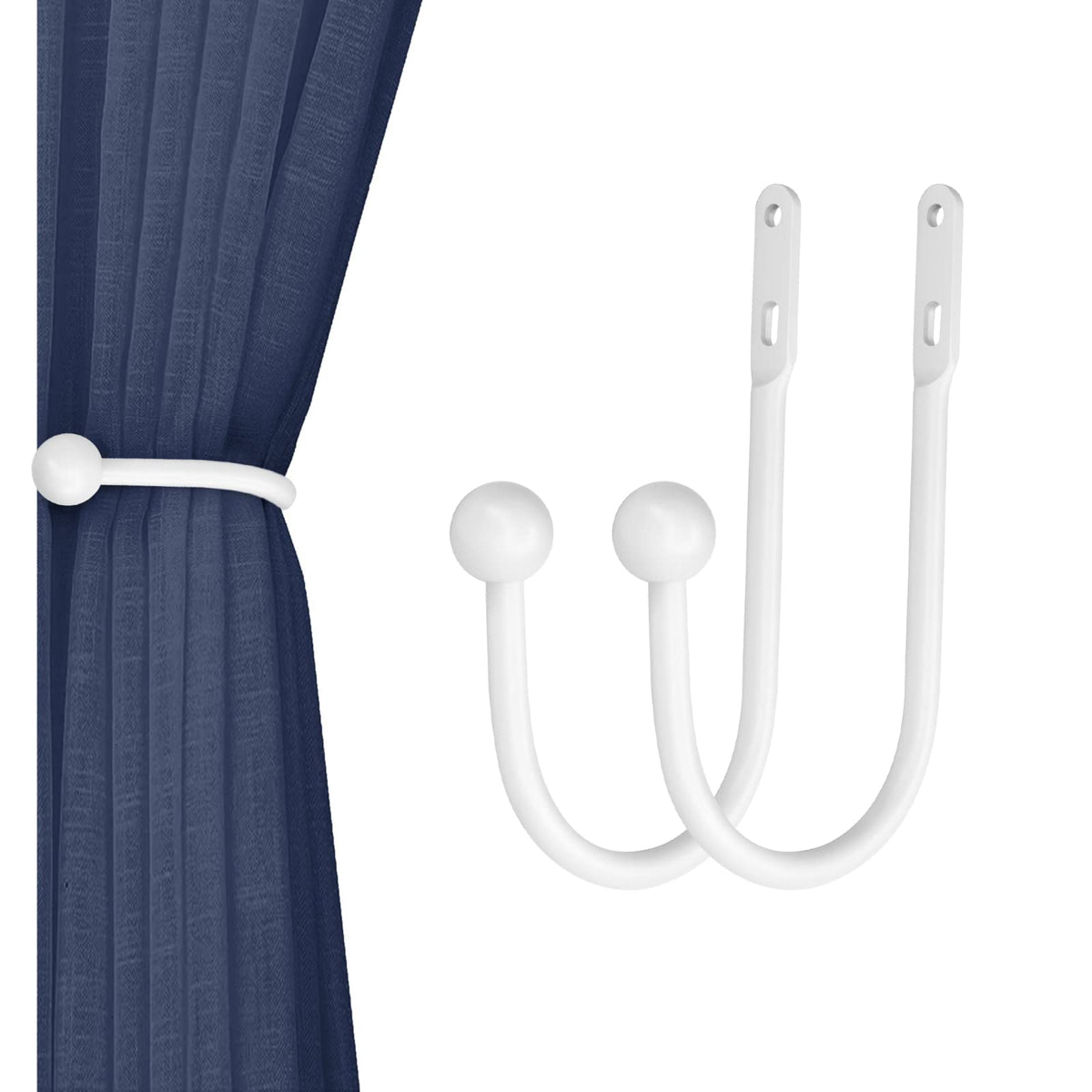 VRSS 6" L x 3" W Wall Mount Curtain Tiebacks Drapery Holdbacks White, 4Pcs