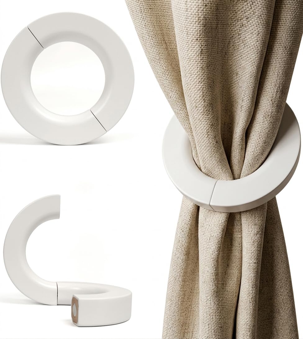NICE PURCHASE 2 Pcs Wooden Curtain Tiebacks Holdbacks European Classic Retro Window Home Office Decorative Drapes Holders Strong Magnetic Clean Durable - Multifunctional Also Wood Pants Hanger (A)