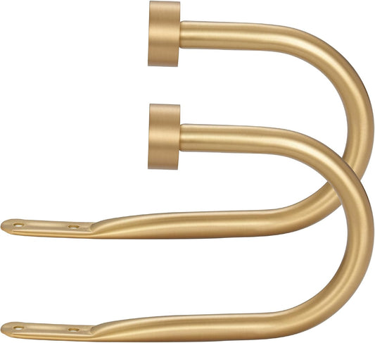 Drapery Holdback,Matte Black Metal Window Curtain Holdback (Warm Gold)