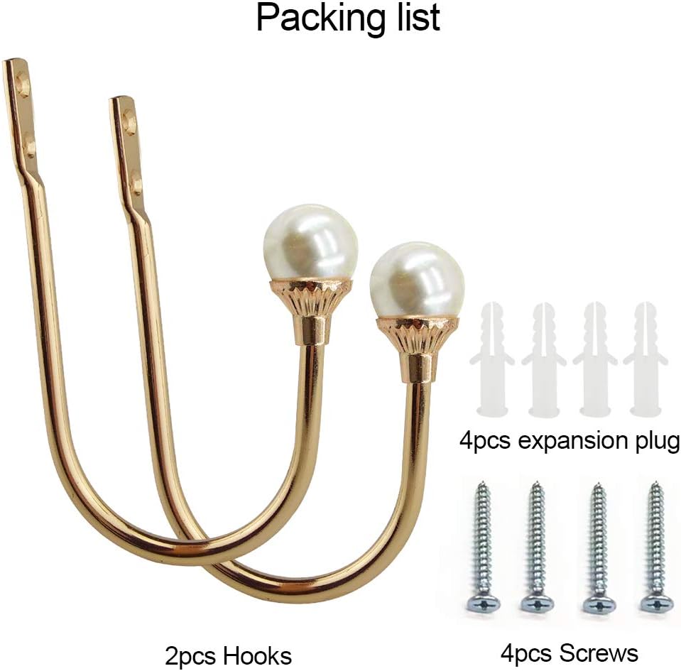 COCIVIVRE 2 Pack Curtain Holdbacks Wall Mounted Curtain Tiebacks Hooks