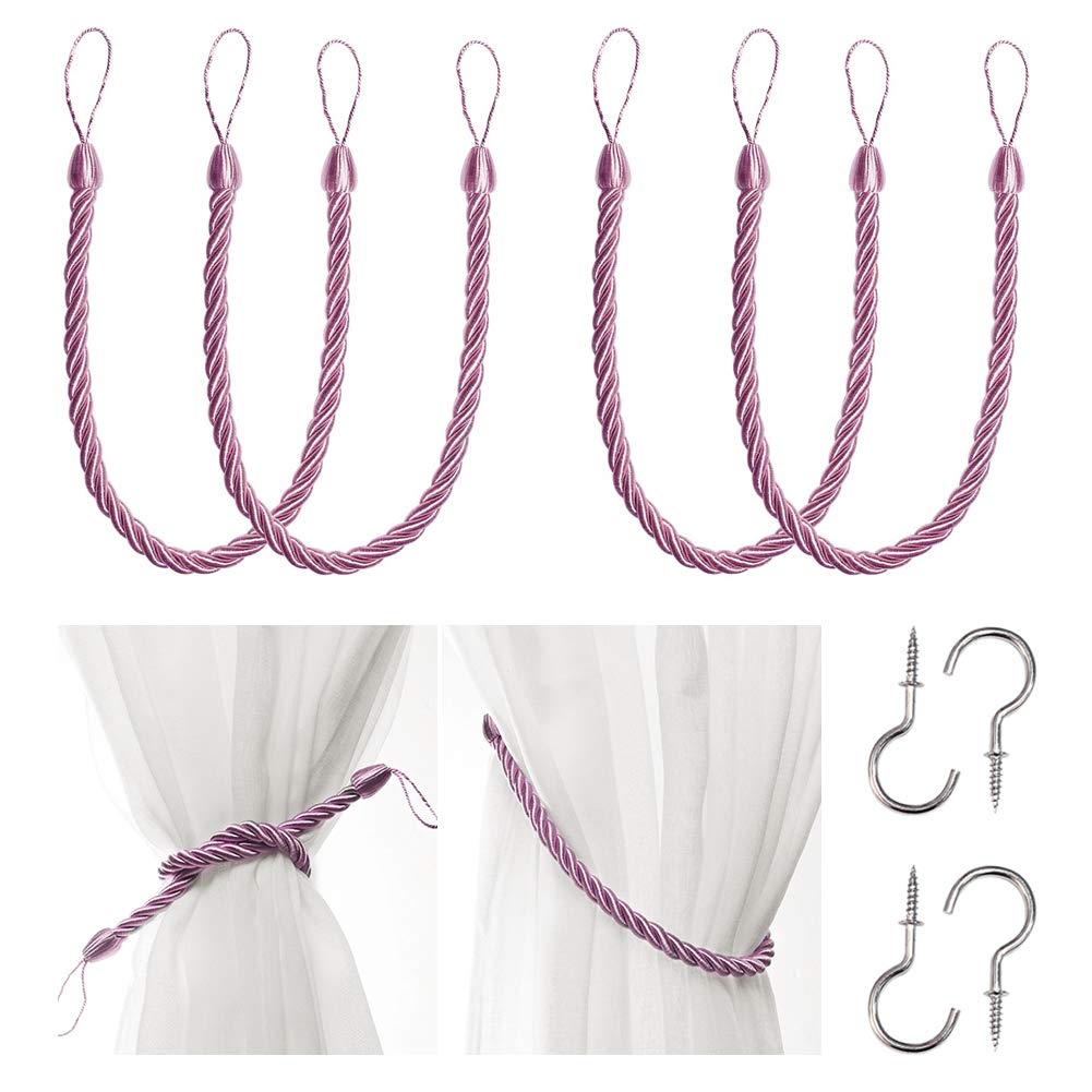 BEL AVENIR Curtain Tiebacks Ropes Tie-Backs,Handmade Holdbacks(Gold,2P)