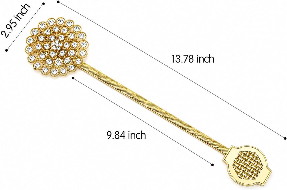 Magnetic Tiebacks for Curtain 2 Pack, Gold Crystal Flower Holdback