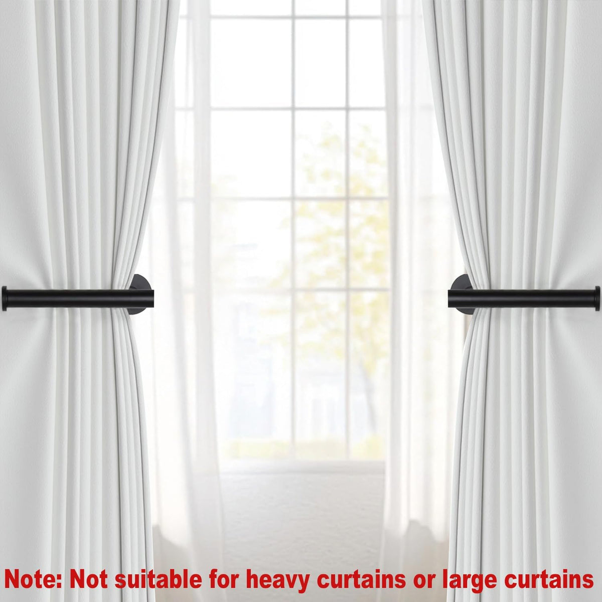 4pcs Curtain Holdbacks, Screw-in Curtain Tiebacks Curtain Tie Backs Curtain Holders for Wall Mounted Curtain Pull Backs for Drapes, Curtain Side Holders Hooks, 304 Stainless Steels, Black