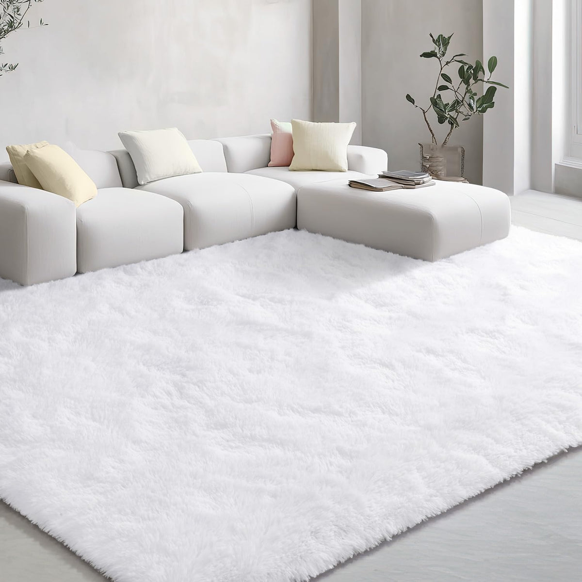 EVOIONOS Pink Round Rug for Bedroom, 4x4 Ft Fluffy Soft Circle Area Rugs for Living Room, Plush Shaggy Circular Carpet for Indoor Floor Bedside Girls Nursery, Machine-Washable Home Decor Aesthetic