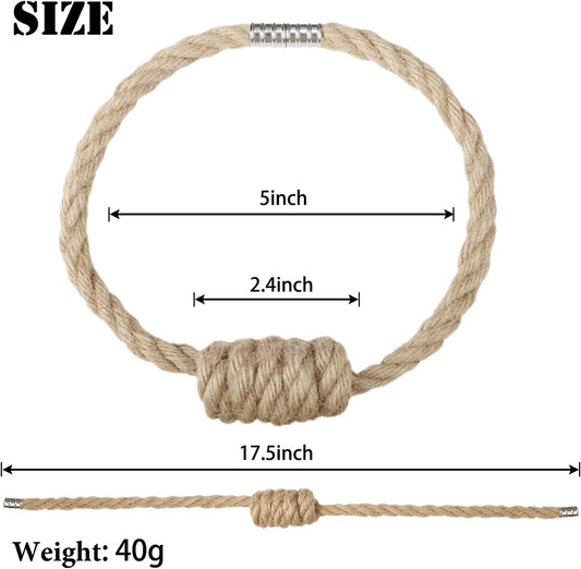 BEL AVENIR Magnetic Jute Curtain Tiebacks 2 Pack Hand-Woven Curtain Ties