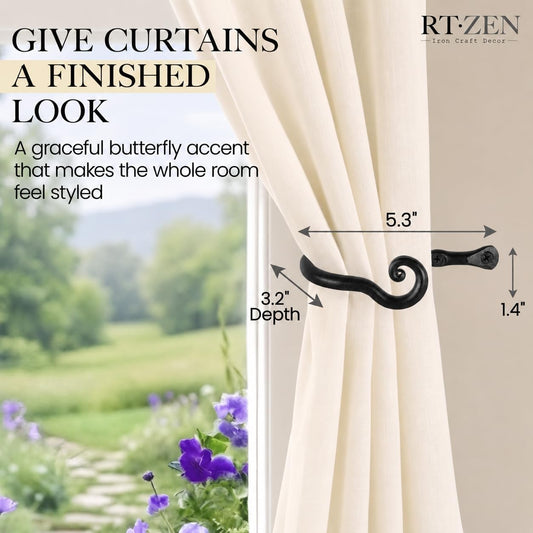RTZEN Metal Curtain Tiebacks, Drapery Holders for Wall, 2 Pcs