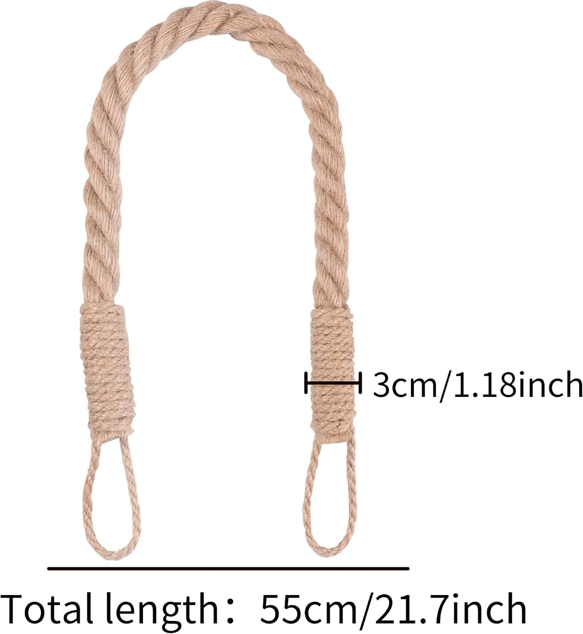 4 Pack Curtain Tiebacks Hemp Rope Curtain Holdbacks, Khaki