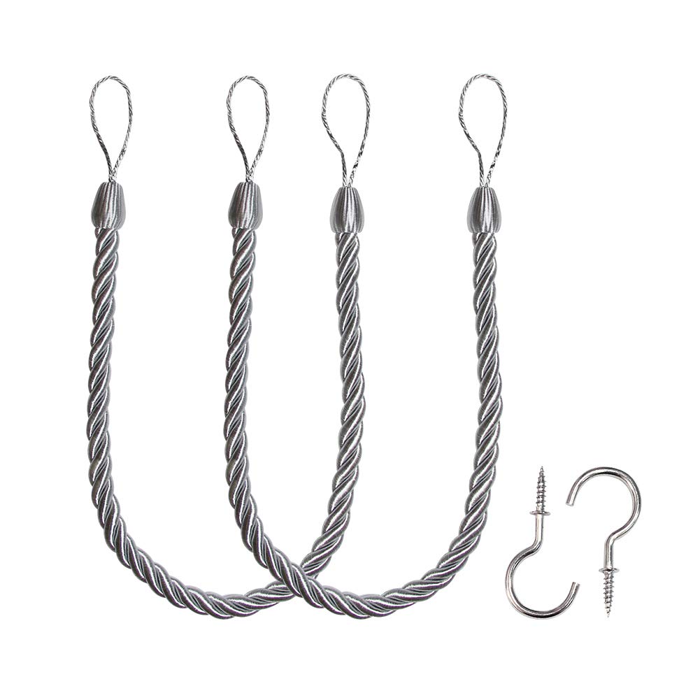 BEL AVENIR Curtain Tiebacks Ropes Tie-Backs,Handmade Holdbacks(Gold,2P)