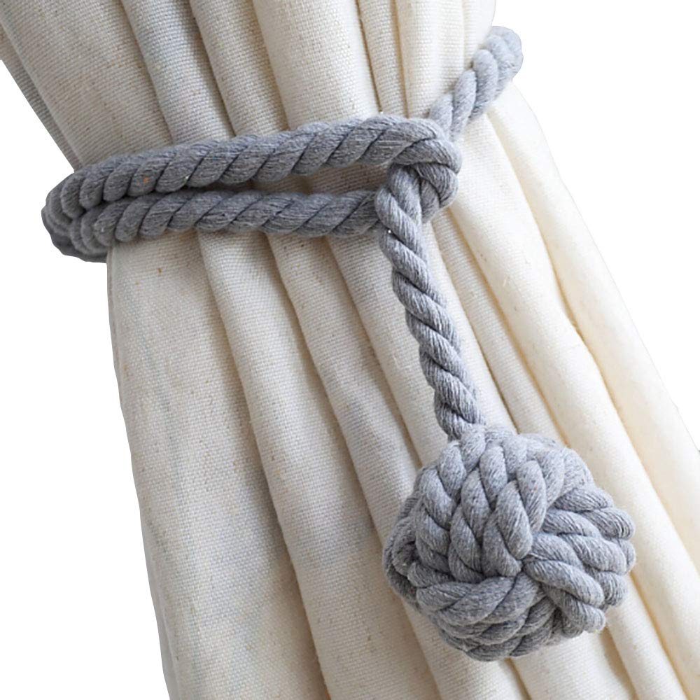 Melaluxe 4 Pack Curtain Tiebacks - Heavy Duty Curtain Rope Tieback, Handmade Rural Decorative Curtain Holdbacks (Beige)