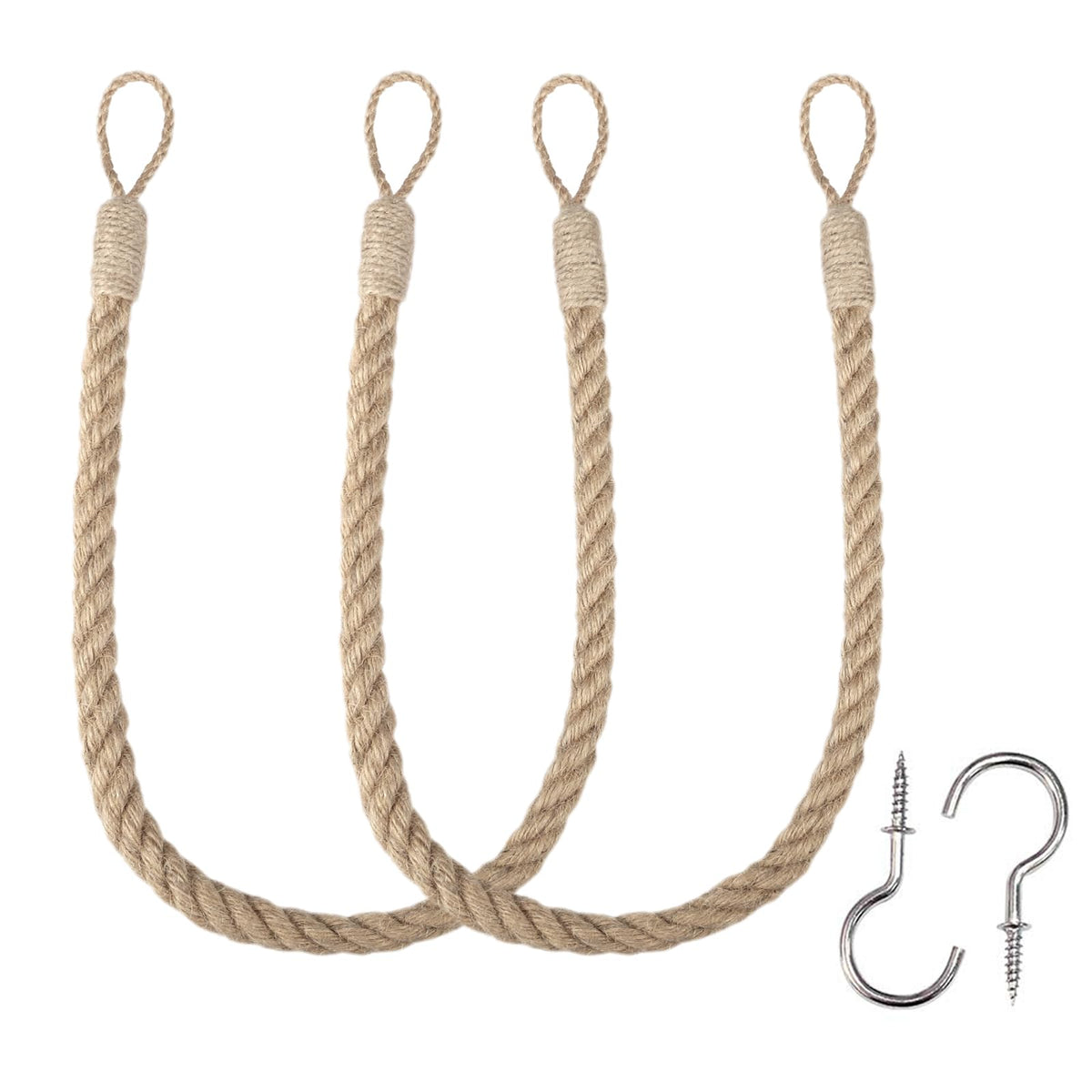 BEL AVENIR Curtain Tiebacks Ropes Tie-Backs,Handmade Holdbacks(Gold,2P)